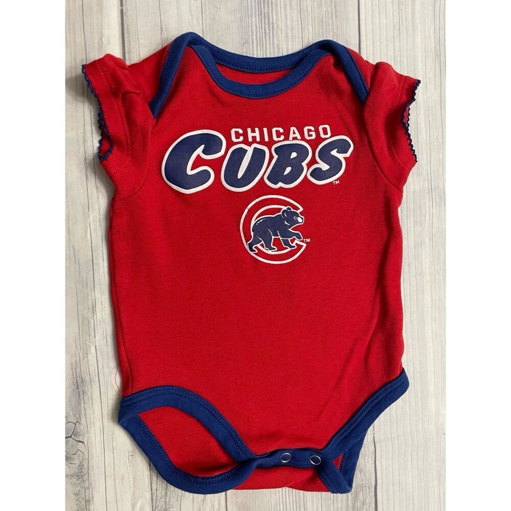 MLB Chicago Cubs Baseball Baby Girl Onesie Bodysuit Outfit, Size 0-3 months